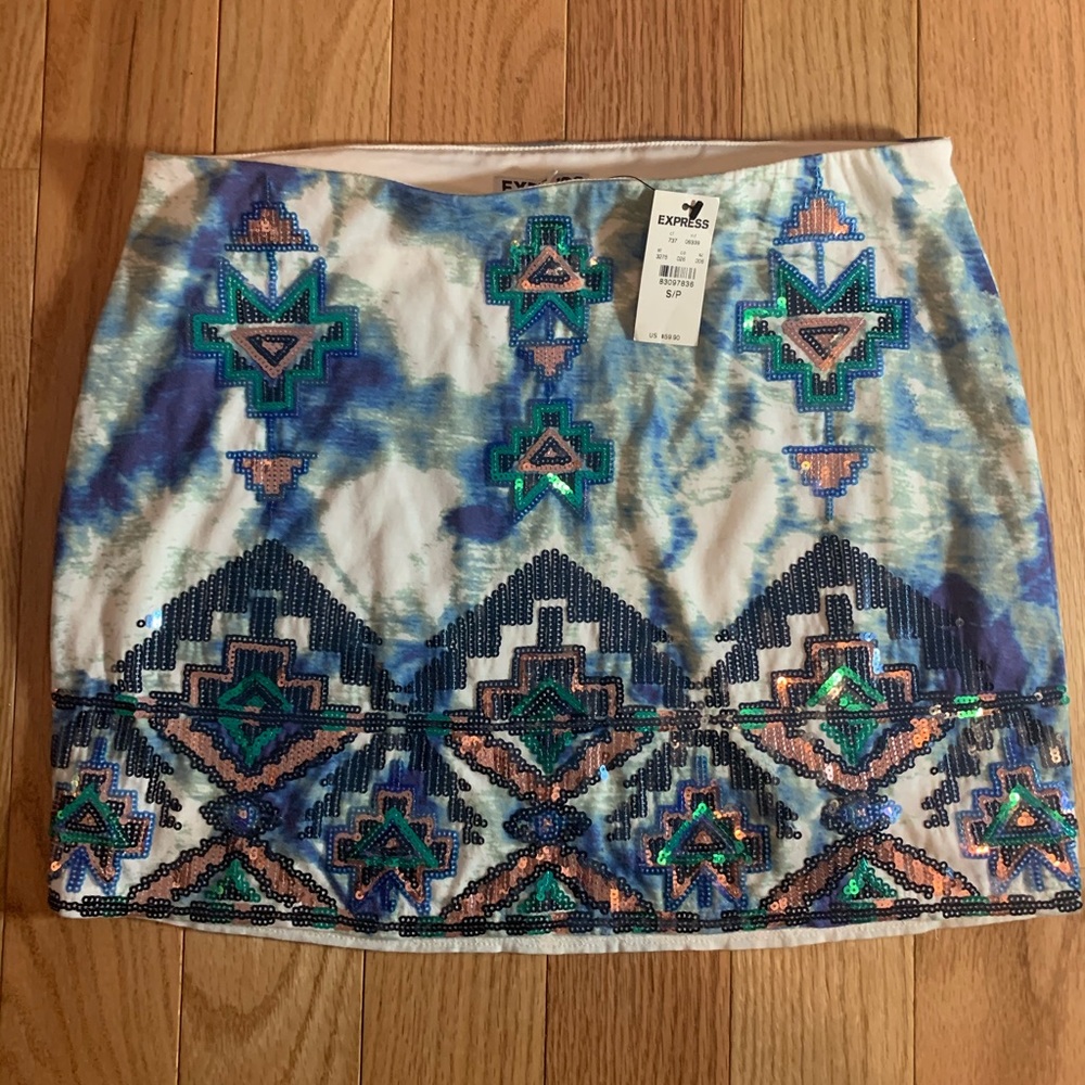 Express Aztec Sequin Skirt